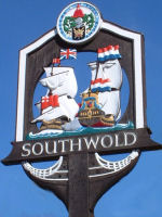 Southwold Town Sign. Photograph taken by Tim and Eileen
                    Heaps, May 2001