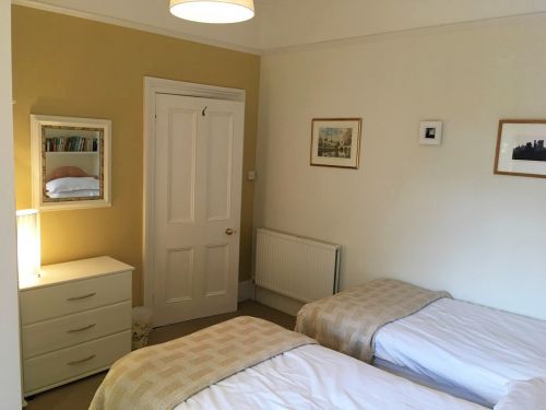 This ground floor twin room has its own ensuite shower room