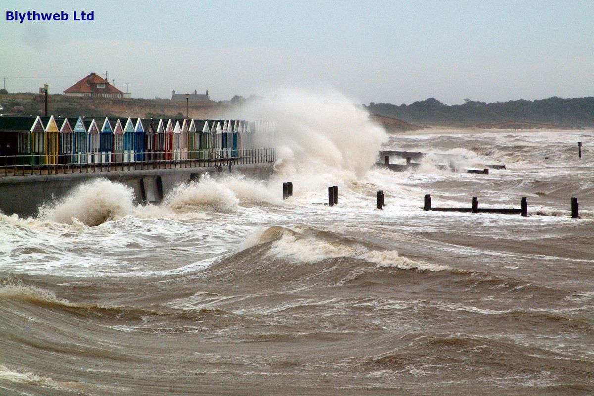 Stormy Seas batter Southwold Beach Huts