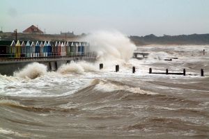Stormy Seas batter Southwold Beach Huts