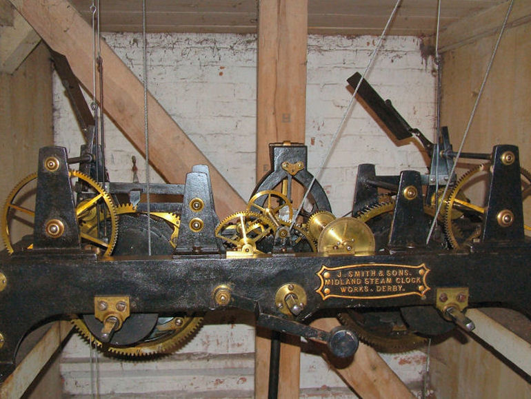 The impressive church tower clock mechanism